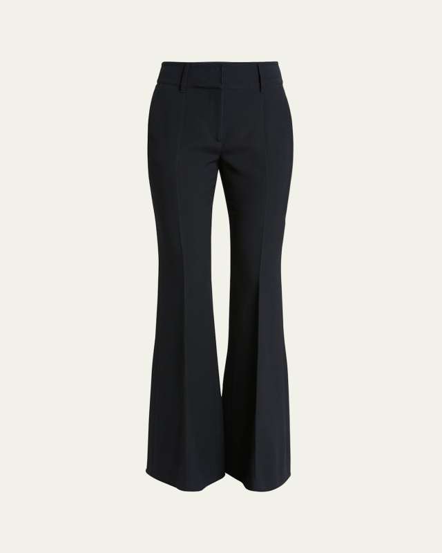 Rhein High-Rise Pintuck Bootcut-Leg Crepe Pants